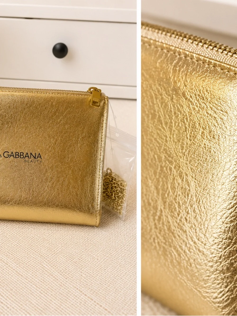 Dolce & Gabbana Metallic Gold Chain Shoulder Clutch
